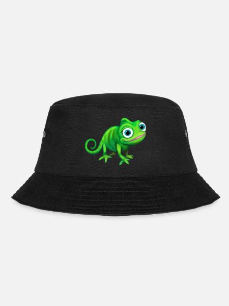 Chameleon green colorful and funny - Bucket Hat - black