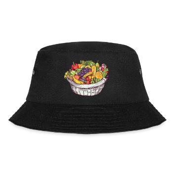 A basket filled with vegetables and fruit, transparent - Bucket Hat - black - Front - Lela (165cm)