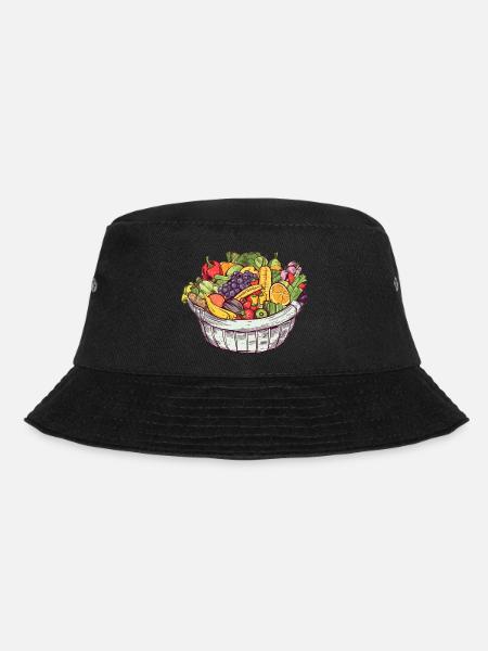 Ein Korb gefüllt mit Gemüse und Obst, transparent - Bucket Hat - Schwarz