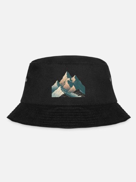 Minimalistisches Berg, Alpen Motiv - Bucket Hat - Schwarz