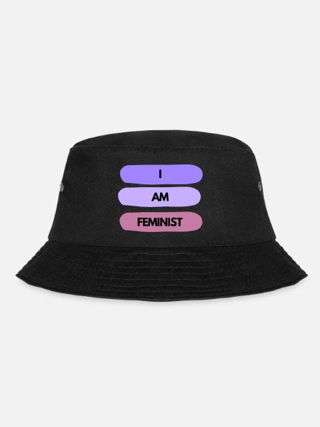 💜✊ I AM FEMINIST – Statement Shirt - Bucket Hat - Schwarz
