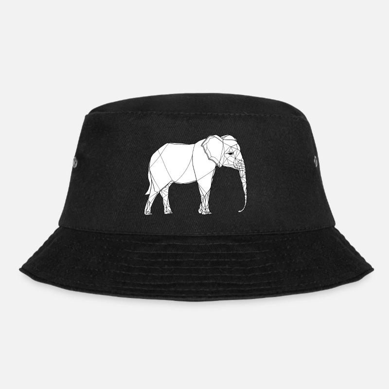 Elefanten-Fine-Line-Art auf Weiß - Bucket Hat - Schwarz