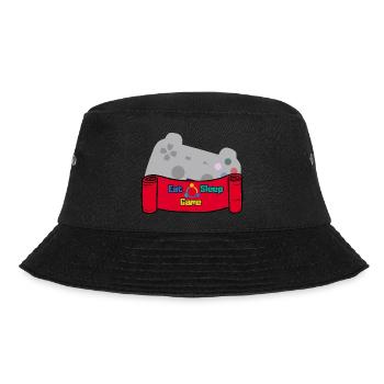 Eat Sleep Game and Repeat - Rot/Grau/Bunt - Bucket Hat - Schwarz - Vorne - Lela (165cm)