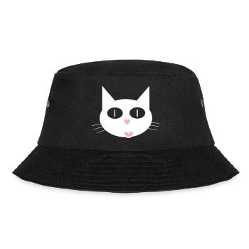 Cute cat, tomcat with heart-shaped nose - Bucket Hat - black - Front - Lela (165cm)