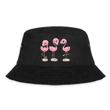 Cute Flamingos T Shirt - Bucket Hat - black - Front - Lela (165cm)