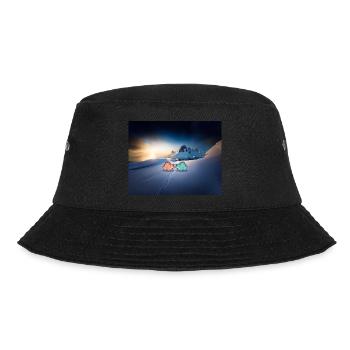 hugadino Dinos im Schnee, süßer Dinosaurier, Liebe - Bucket Hat - Schwarz - Vorne - Lela (165cm)
