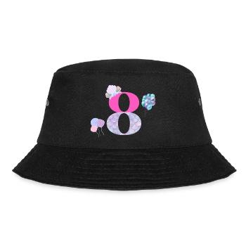 8th birthday mermaid - Bucket Hat - black - Front - Lela (165cm)