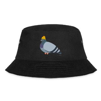 Coole Taube trägt eine Mütze, ähh Beanie natürlich - Bucket Hat - Schwarz - Vorne - Lela (165cm)