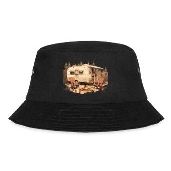 Camping Nature Wine Campfire - The Alps Designer - Bucket Hat - black - Front - Lela (165cm)
