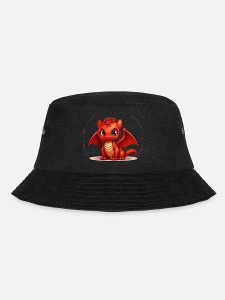 Kleiner roter Drache - Bucket Hat - Schwarz