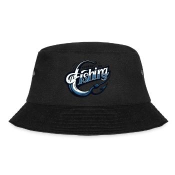 Schlankes, modernes Grafikdesign "Hooked on Fishing" - Bucket Hat - Schwarz - Vorne - Lela (165cm)