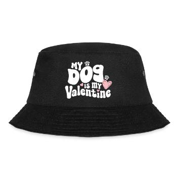"My dog is my Valentine" / V-Day - Bucket Hat - Schwarz - Vorne - Lela (165cm)
