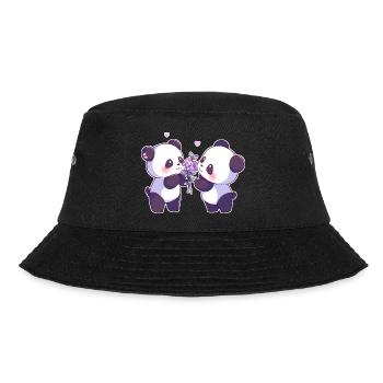 Valentinstag Pandas - Bucket Hat - Schwarz - Vorne - Lela (165cm)
