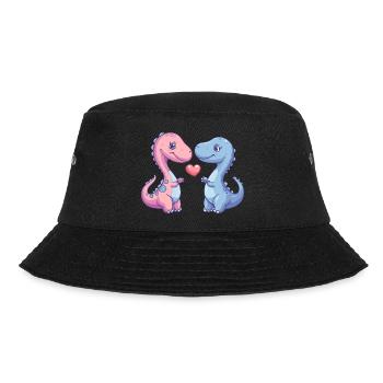 Dinosaurier brontosaurus Paar Liebe - Bucket Hat - Schwarz - Vorne - Lela (165cm)