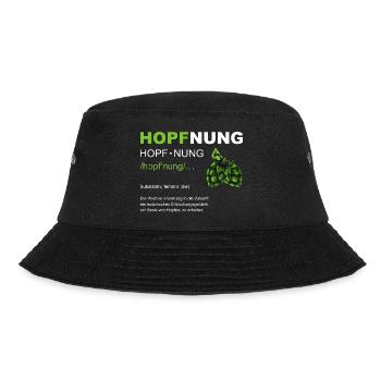 Hopfnung Bier Saufen JGA Hopfen - Bucket Hat - Schwarz - Vorne - Lela (165cm)