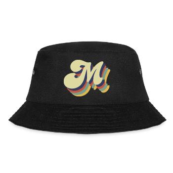 Retro M Buchstabe - Bucket Hat - Schwarz - Vorne - Lela (165cm)