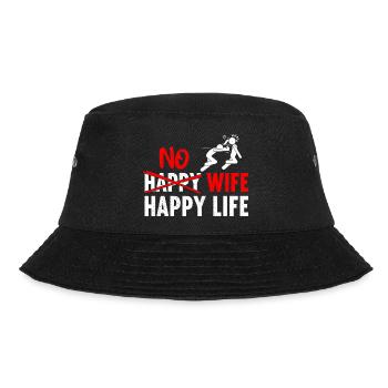 No Happy Wife Happy Life Wives Bride Groom - Bucket Hat - black - Front - Lela (165cm)