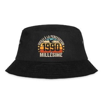 Vintage, 1990er Jahre, Retro, Geburtstagsgeschenk der 1990er Jahre - Bucket Hat - Schwarz - Vorne - Lela (165cm)