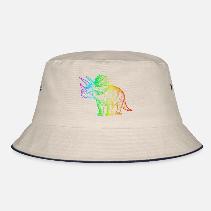 Rainbow Triceratops Dinosaur Bucket Hat