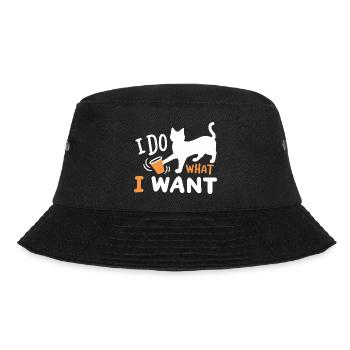 Katze Kätzchen Wortspiel - Bucket Hat - Schwarz - Vorne - Lela (165cm)