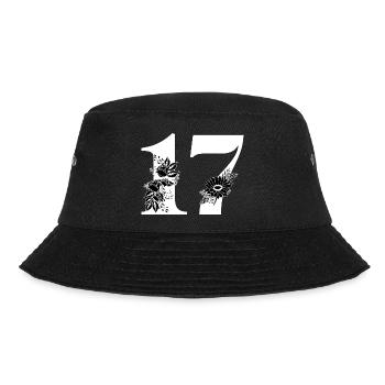 Number 17 Black Floral -17th Birthday Floral - Bucket Hat - black - Front - Lela (165cm)