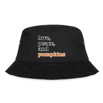 Love, Peace and Pumpkins Lustiger Halloween Spruch - Bucket Hat - Schwarz - Vorne - Lela (165cm)