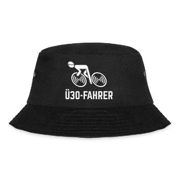Ü30-Fahrer (Rennradfahrer / Rennrad / Fahrrad / W) - Bucket Hat - Schwarz - Vorne - Lela (165cm)
