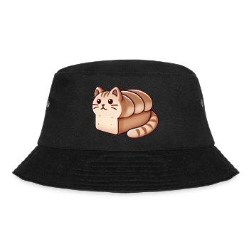 Gemütliche Katzenbrot Illustration - Bucket Hat - Schwarz - Vorne - Lela (165cm)