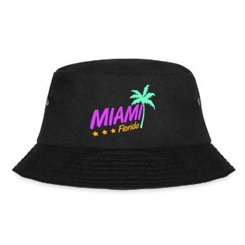 Miami USA Palmen Strand Sonne Amerika Florida Logo - Bucket Hat - Schwarz - Vorne - Lela (165cm)