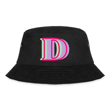 Mehrfarbiger Buchstabe d – originelle Geschenkidee - Bucket Hat - Schwarz - Vorne - Lela (165cm)