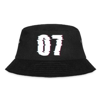 07 Sieben 7 Seven Zahl Effekt Verzerrt Nummer - Bucket Hat - Schwarz - Vorne - Lela (165cm)