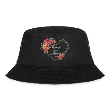 Brautzeuge Goldenes Herz Blumen - Bucket Hat - Schwarz - Vorne - Lela (165cm)