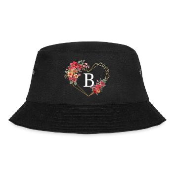 Buchstabe b florales goldenes Herz - Bucket Hat - Schwarz - Vorne - Lela (165cm)
