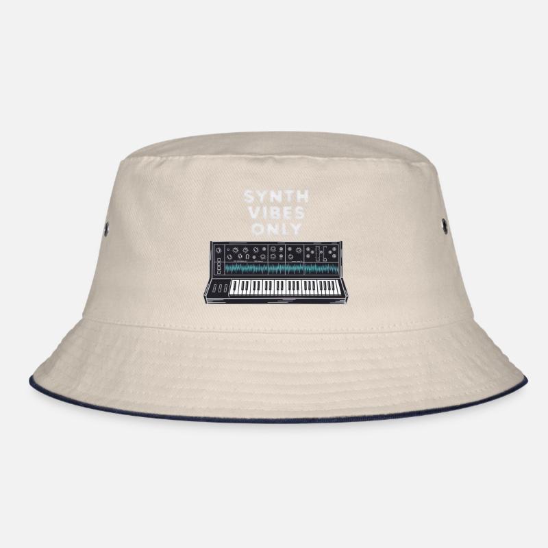 Retro Synth Vibes Only Keyboard Design Bucket Hat