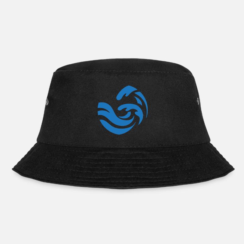 simple blue wave design - Bucket Hat - black