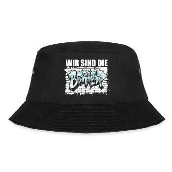 Wir sind die Brandmauer, Gegen Rechts, gegen Hetze - Bucket Hat - Schwarz - Vorne - Lela (165cm)