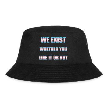 We Exist - Transgender Flag - Bucket Hat - black - Front - Lela (165cm)