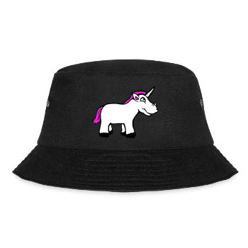 Einhorn Pink Lustig Lächeln Grinsen Cartoon Comic - Bucket Hat - Schwarz - Vorne - Lela (165cm)