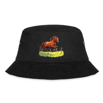 Springender Gaul am Weidezaun - Bucket Hat - Schwarz - Vorne - Lela (165cm)