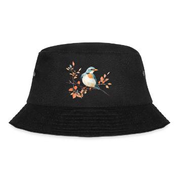 Königsfeder Eisvogel auf Ast - Bucket Hat - Schwarz - Vorne - Lela (165cm)