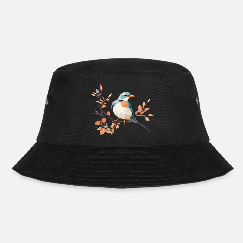 Königsfeder Eisvogel auf Ast - Bucket Hat - Schwarz