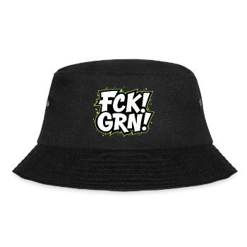 FCK GRN Statement Schriftzug - Bucket Hat - Schwarz - Vorne - Lela (165cm)
