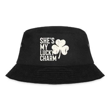 Sie ist mein Glücksbringer-Kleeblatt-Design - Bucket Hat - Schwarz - Vorne - Lela (165cm)