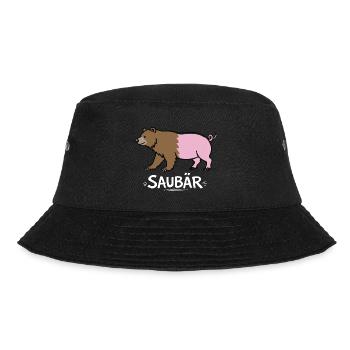 Pig Bear – Funny Word Game Animal Design - Bucket Hat - black - Front - Lela (165cm)