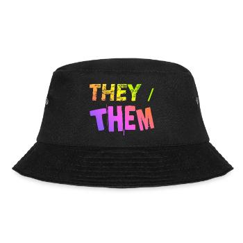 they / them Geschenkidee LGBTQ+ nonbinary Pronomen - Bucket Hat - Schwarz - Vorne - Lela (165cm)