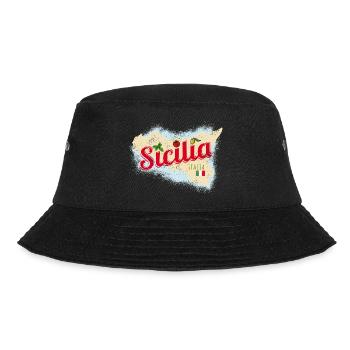 Sizilien Italien Vintage Insel Souvenir mit Fahne - Bucket Hat - Schwarz - Vorne - Lela (165cm)