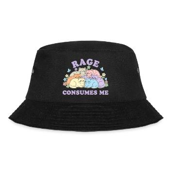 Pastellkatzen Kuschelwolke - Bucket Hat - Schwarz - Vorne - Lela (165cm)
