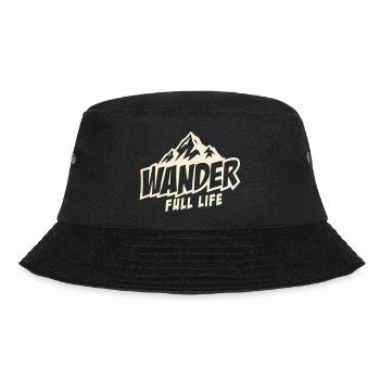 Wanderfull Life, pun on hiking with mountains - Bucket Hat - black - Front - Lela (165cm)