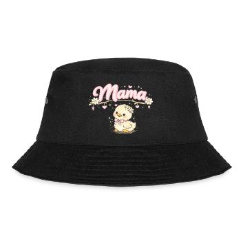 Mama süßes kleines Entlein und Blumen | Mama-Geschenk - Bucket Hat - Schwarz - Vorne - Lela (165cm)