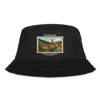 Deutschland Freiburg im Breisgau Vintage Reisemark - Bucket Hat - Schwarz - Vorne - Lela (165cm)
